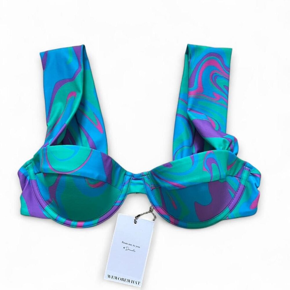 Blue & Purple Marble Print Underwire Bikini Top Women’s XS
